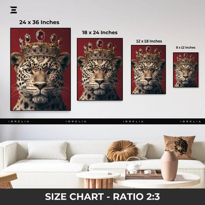 Premium Resin Coated Wall Art – Crowned Leopard Royal Portrait | IBRELIA Pakistan IBRELIA