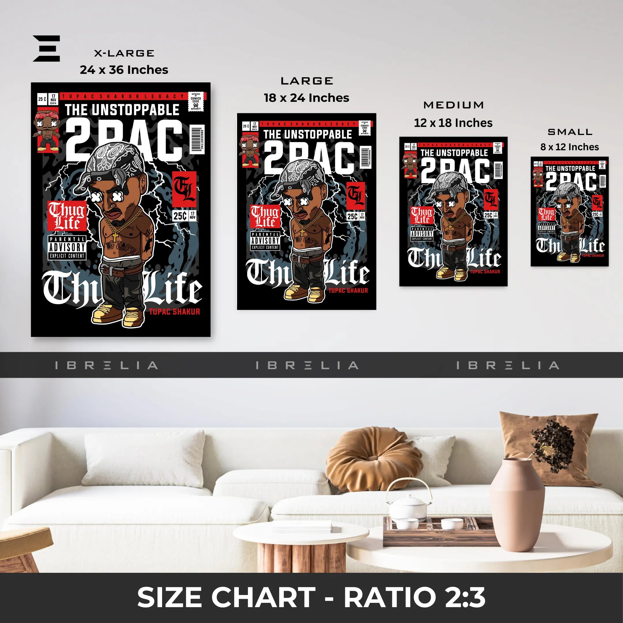 2Pac Thug Life Pop Art Resin Wall Art – Comic Style Edition | IBRELIA IBRELIA
