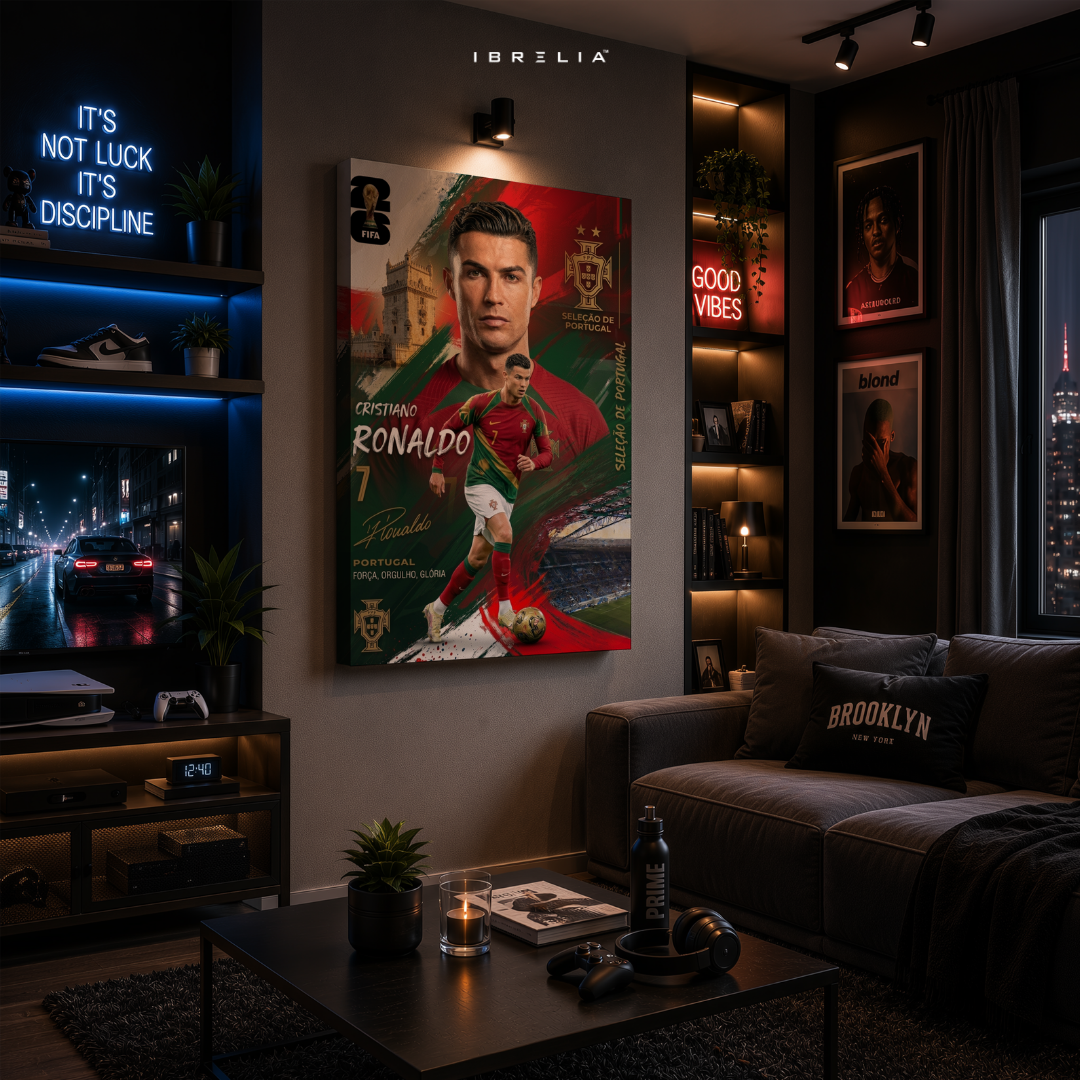 Cristiano Ronaldo Portugal FIFA World Cup 2026 Wrapped Frame Wall Art | IBRELIA™