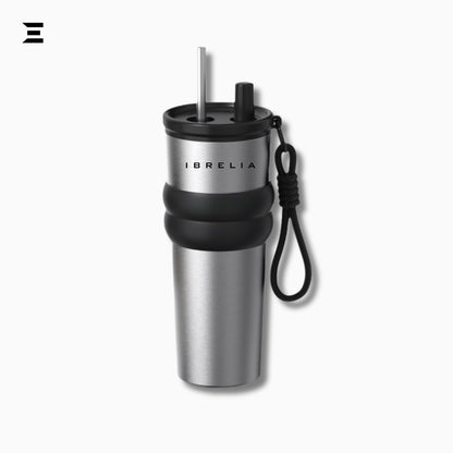 IBRELIA™ Stainless Steel Travel Tumbler – 900ml | Insulated Vacuum Flask with Straw & Grip Handle IBRELIA