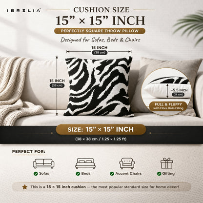 Classic Gentleman Teddy Cushion – Preppy Suit Bear Pillow 15x15 Inch | Jute Textured Premium Cushion | IBRELIA™ IBRELIA