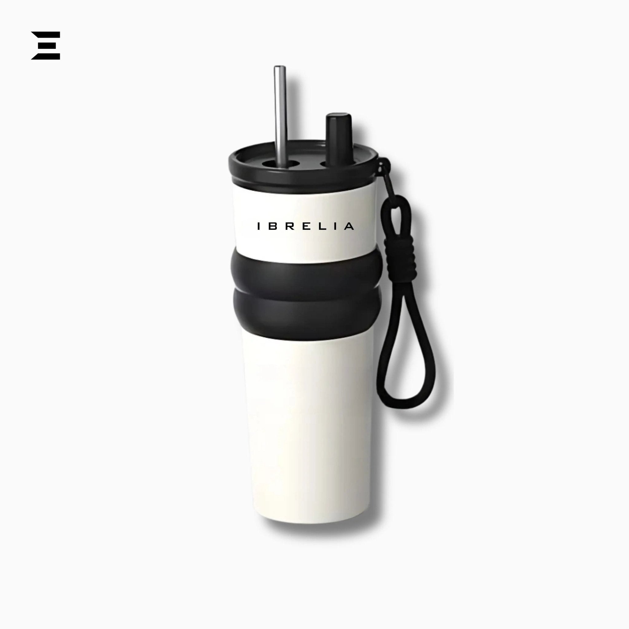 IBRELIA™ Stainless Steel Travel Tumbler – 900ml | Insulated Vacuum Flask with Straw & Grip Handle - IBRELIA