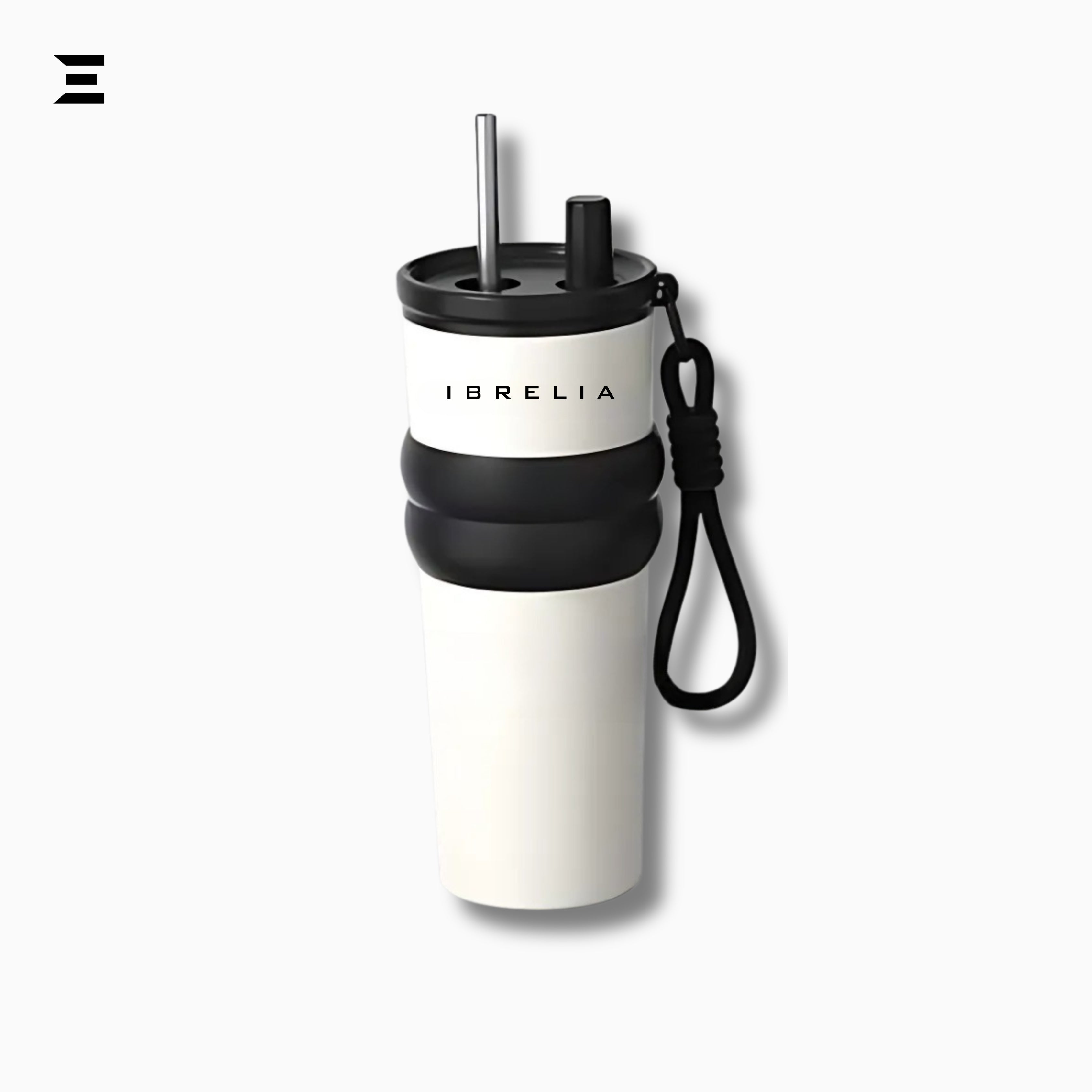 IBRELIA™ Stainless Steel Travel Tumbler – 900ml | Insulated Vacuum Flask with Straw & Grip Handle IBRELIA
