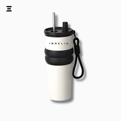 IBRELIA™ Stainless Steel Travel Tumbler – 900ml | Insulated Vacuum Flask with Straw & Grip Handle IBRELIA