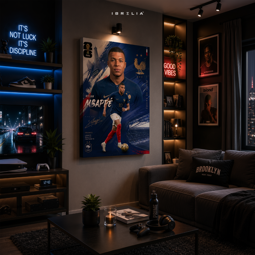 Kylian Mbappé France FIFA World Cup 2026 Wrapped Frame Wall Art | IBRELIA™