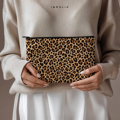 Leopard Print Aesthetic Makeup & Pencil Pouch – Luxury Animal Pattern Organizer – IBRELIA™