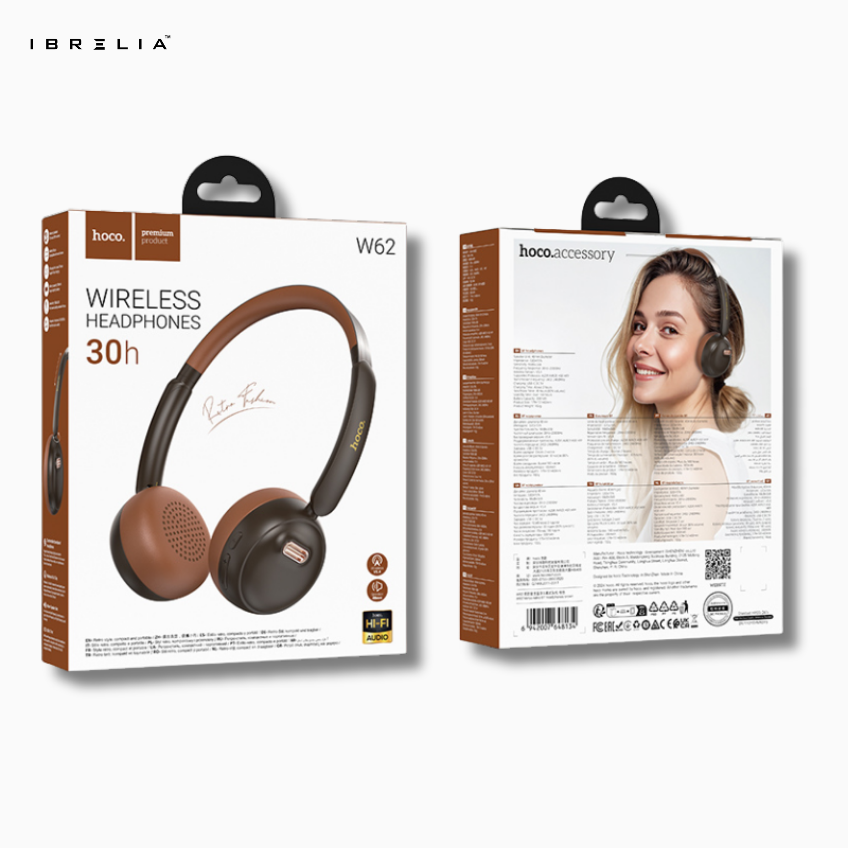 HOCO W62 Wireless Headphones – Ultra-Lightweight 30h Playtime | IBRELIA™