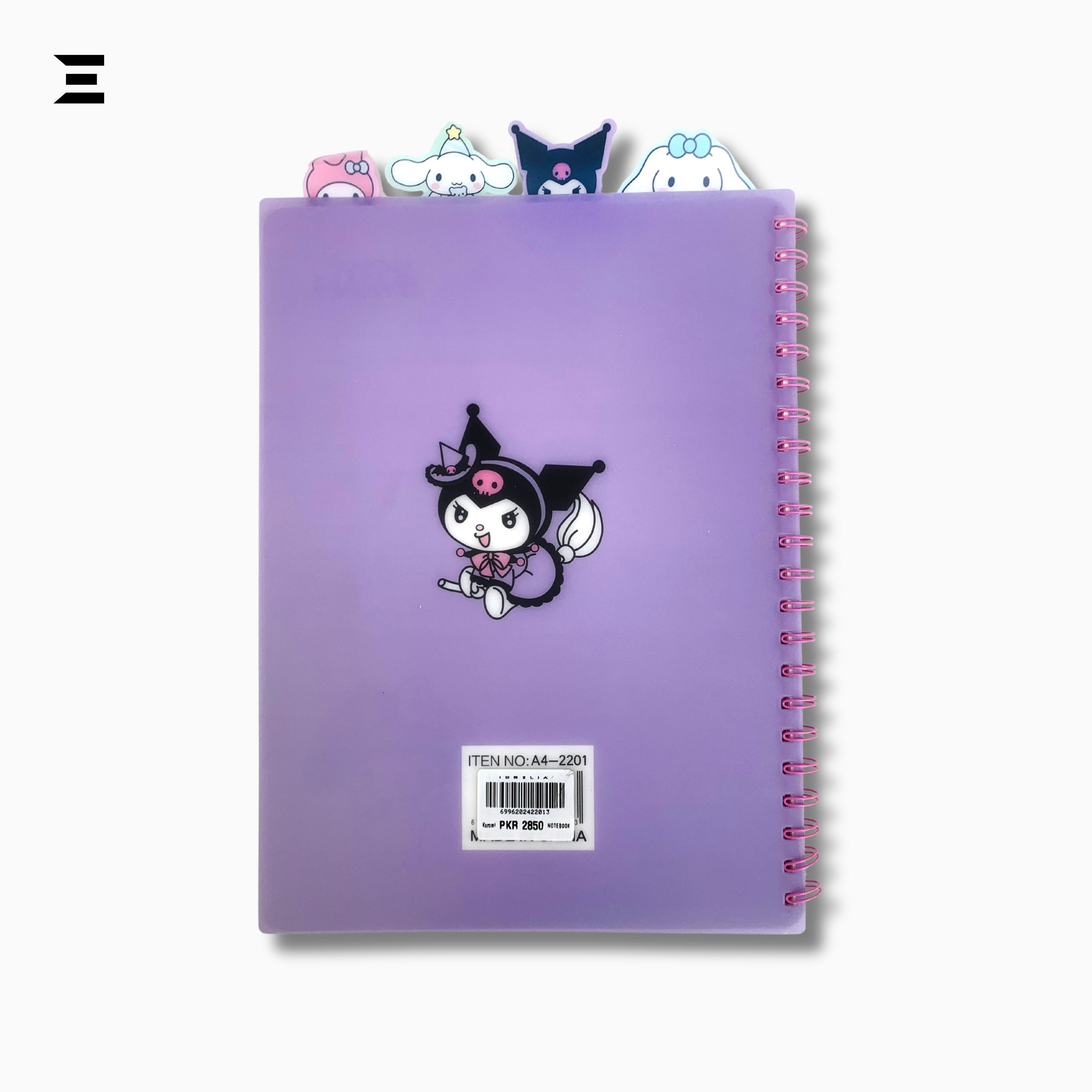 Kuromi A4 Spiral Notebook | Holographic Print Cover | Cute Sanrio Cartoon Lined Journal with Character Tabs | IBRELIA™ IBRELIA