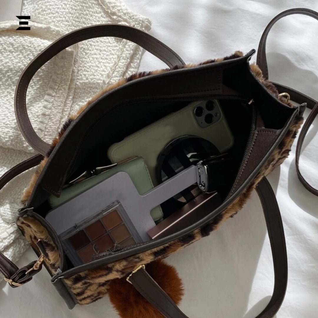 Leopard Faux Fur Tote Bag | Premium Shoulder & Crossbody Bag for Women - IBRELIA™ - IBRELIA