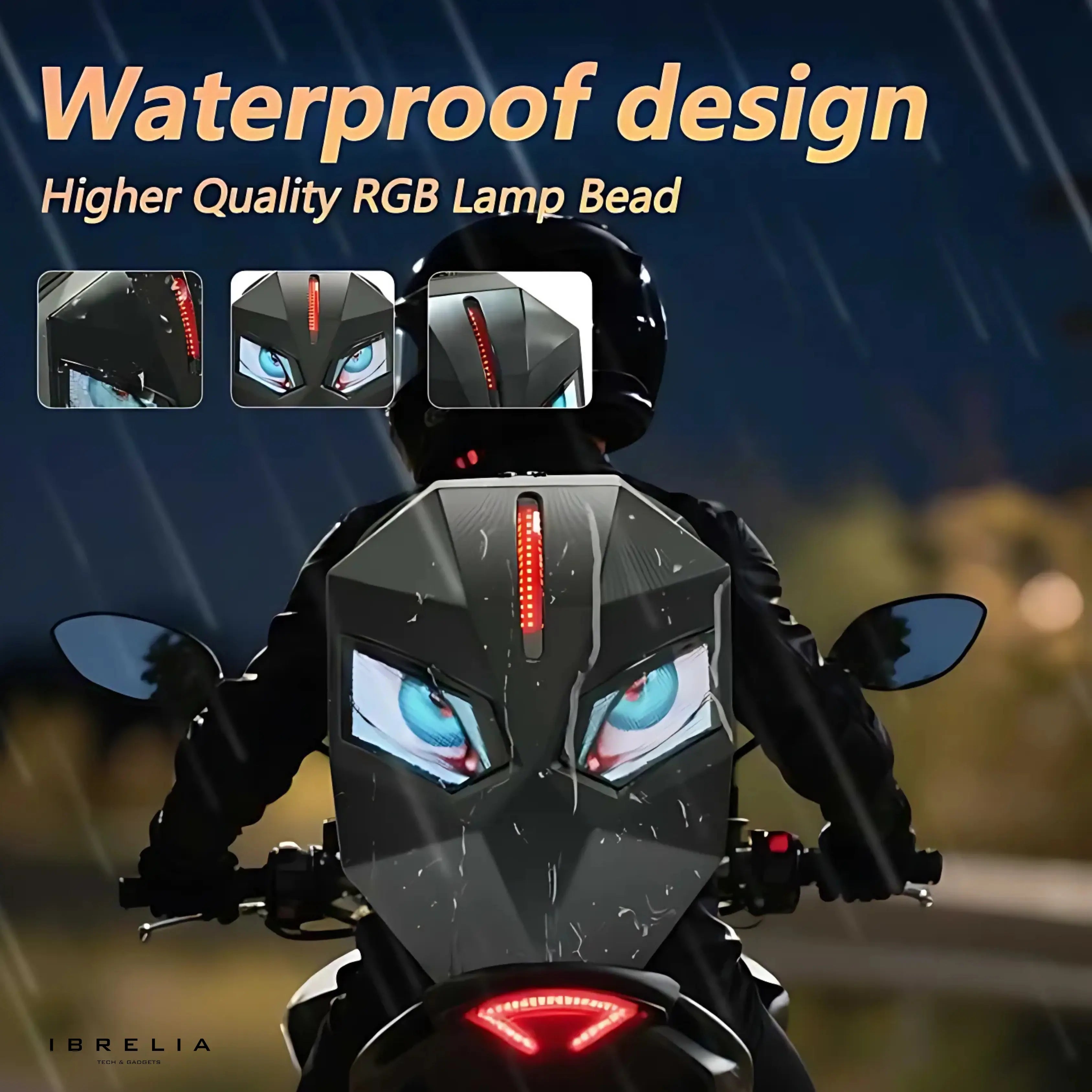 LED Motorcycle Backpack – Waterproof Digital Display Smart Bag with WiFi App Control (Black/Carbon) | IBRELIA™ IBRELIA