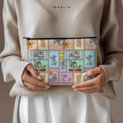 Retro Comic Duo Makeup & Pencil Pouch – Double-Sided Print – IBRELIA™