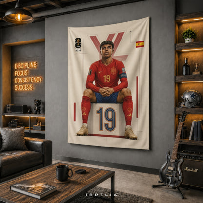 Lamine Yamal – FIFA World Cup 2026 – Premium Jute Fabric Tapestry – IBRELIA™