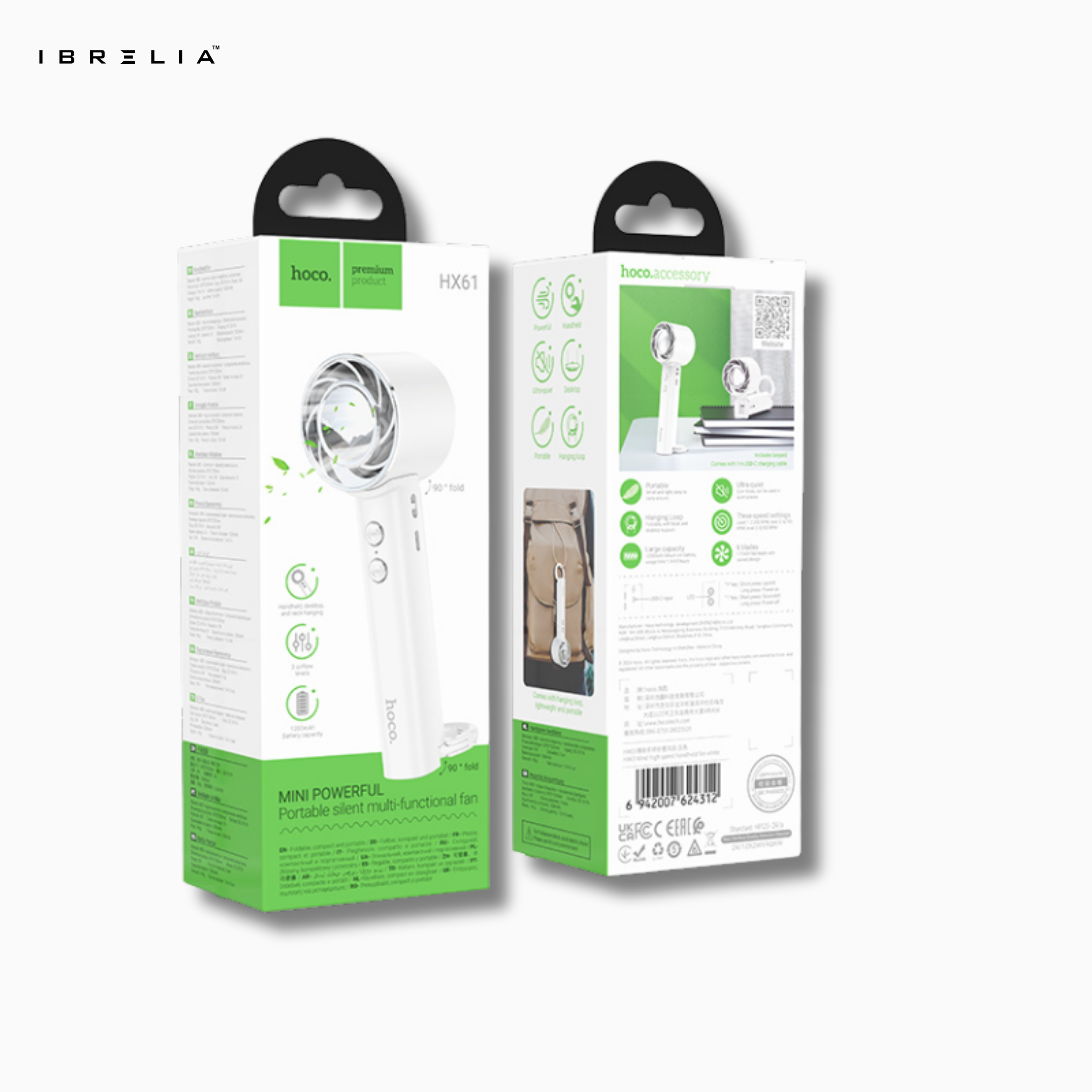 HOCO HX61 – Mini Powerful Portable Silent Multi-Functional Fan | IBRELIA™