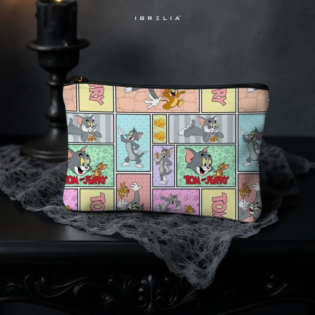 Retro Comic Duo Makeup & Pencil Pouch – Double-Sided Print – IBRELIA™
