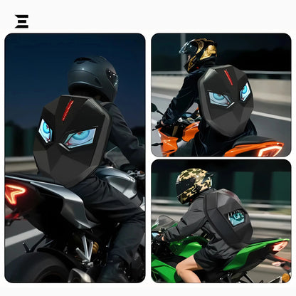 LED Motorcycle Backpack – Waterproof Digital Display Smart Bag with WiFi App Control (Black/Carbon) | IBRELIA™ IBRELIA