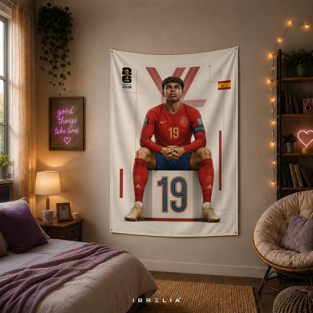 Lamine Yamal – FIFA World Cup 2026 – Premium Jute Fabric Tapestry – IBRELIA™