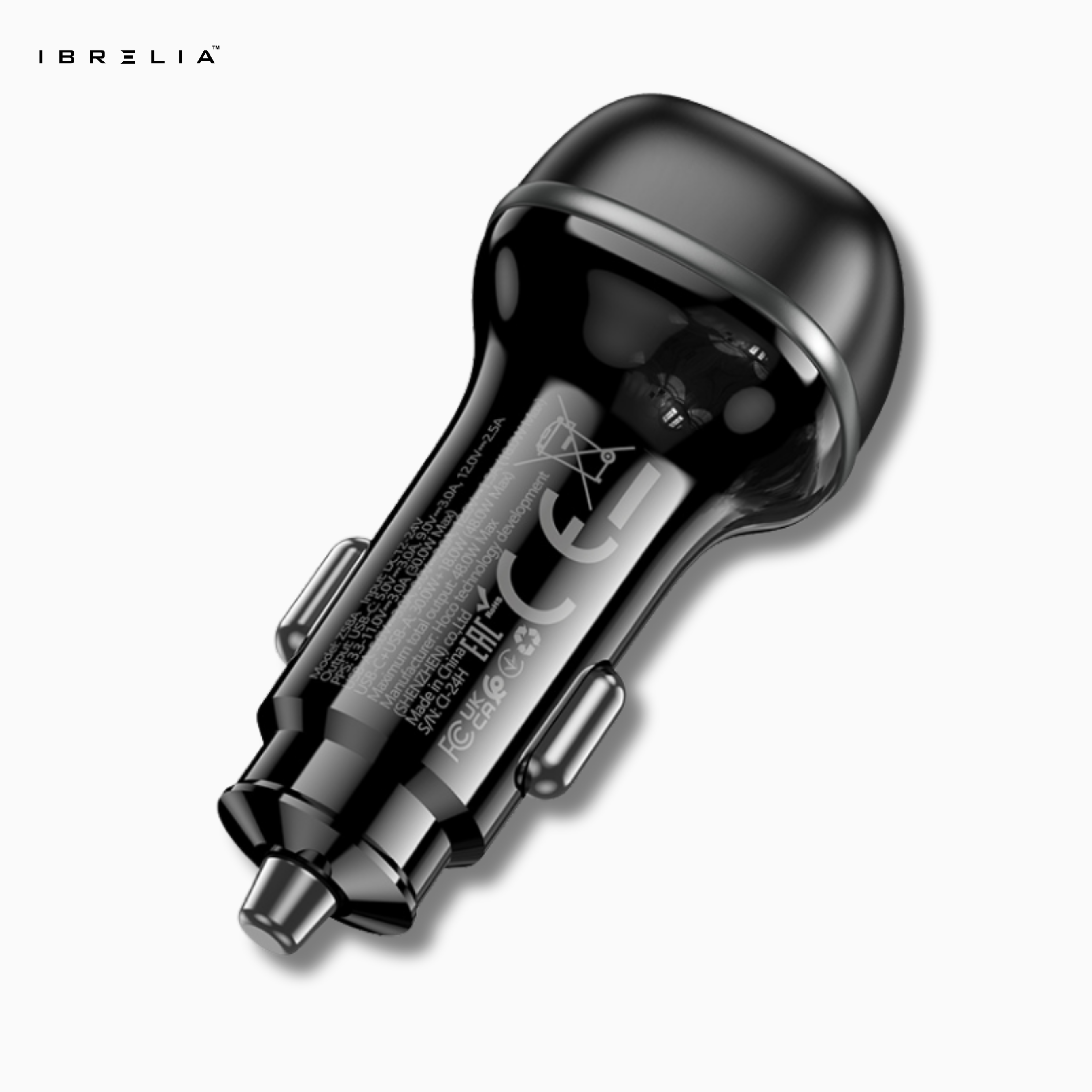 HOCO Z58A Rank 48W Dual Port Car Charger – PD30W + QC3.0 Fast Charging | IBRELIA™