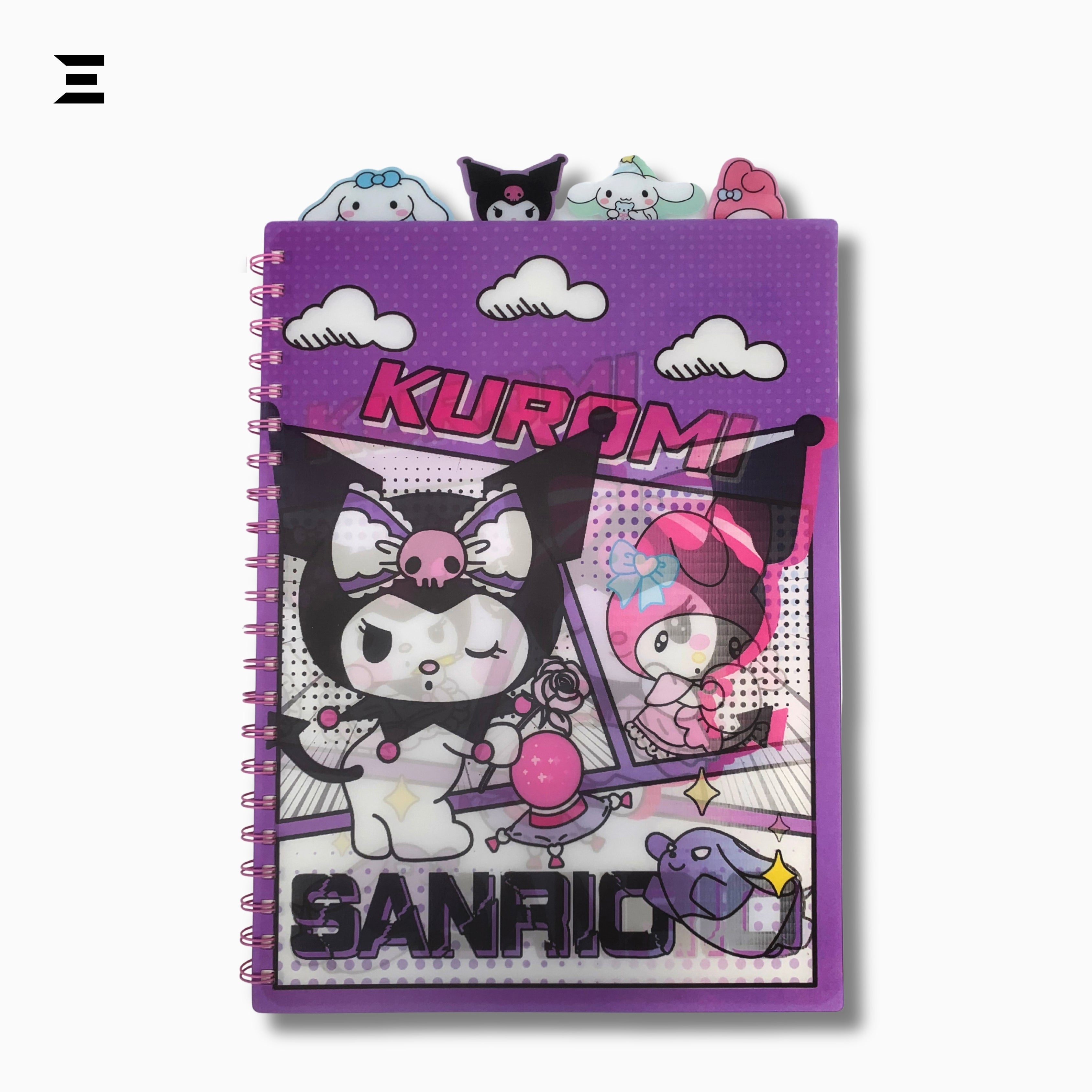 Kuromi & My Melody A4 Spiral Notebook | Holographic Print Cover | Cute Sanrio Cartoon Lined Journal with Character Tabs | IBRELIA™ IBRELIA