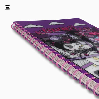 Kuromi & My Melody A4 Spiral Notebook | Holographic Print Cover | Cute Sanrio Cartoon Lined Journal with Character Tabs | IBRELIA™ IBRELIA