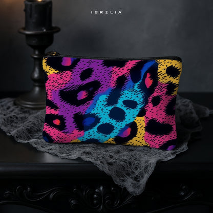 Neon Pop Leopard Makeup & Pencil Pouch – Colorful Animal Print Organizer – IBRELIA™