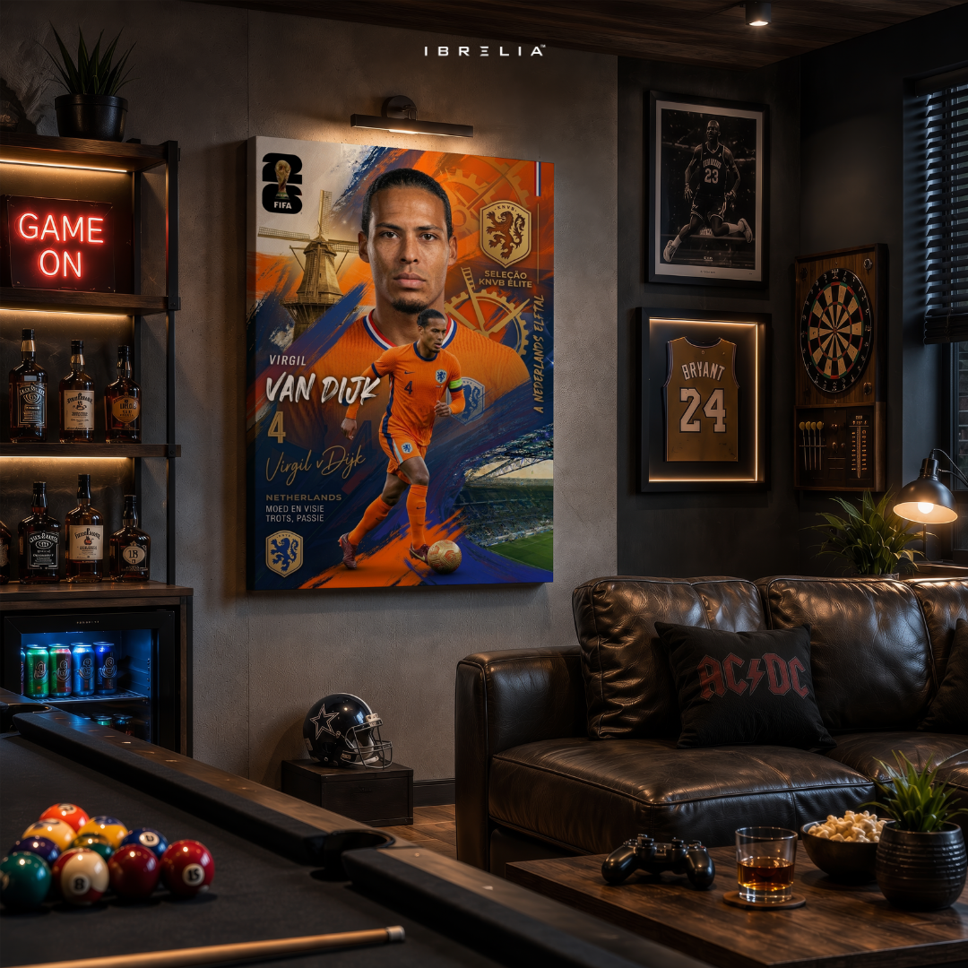 Virgil van Dijk Netherlands FIFA World Cup 2026 Wrapped Frame Wall Art | IBRELIA™