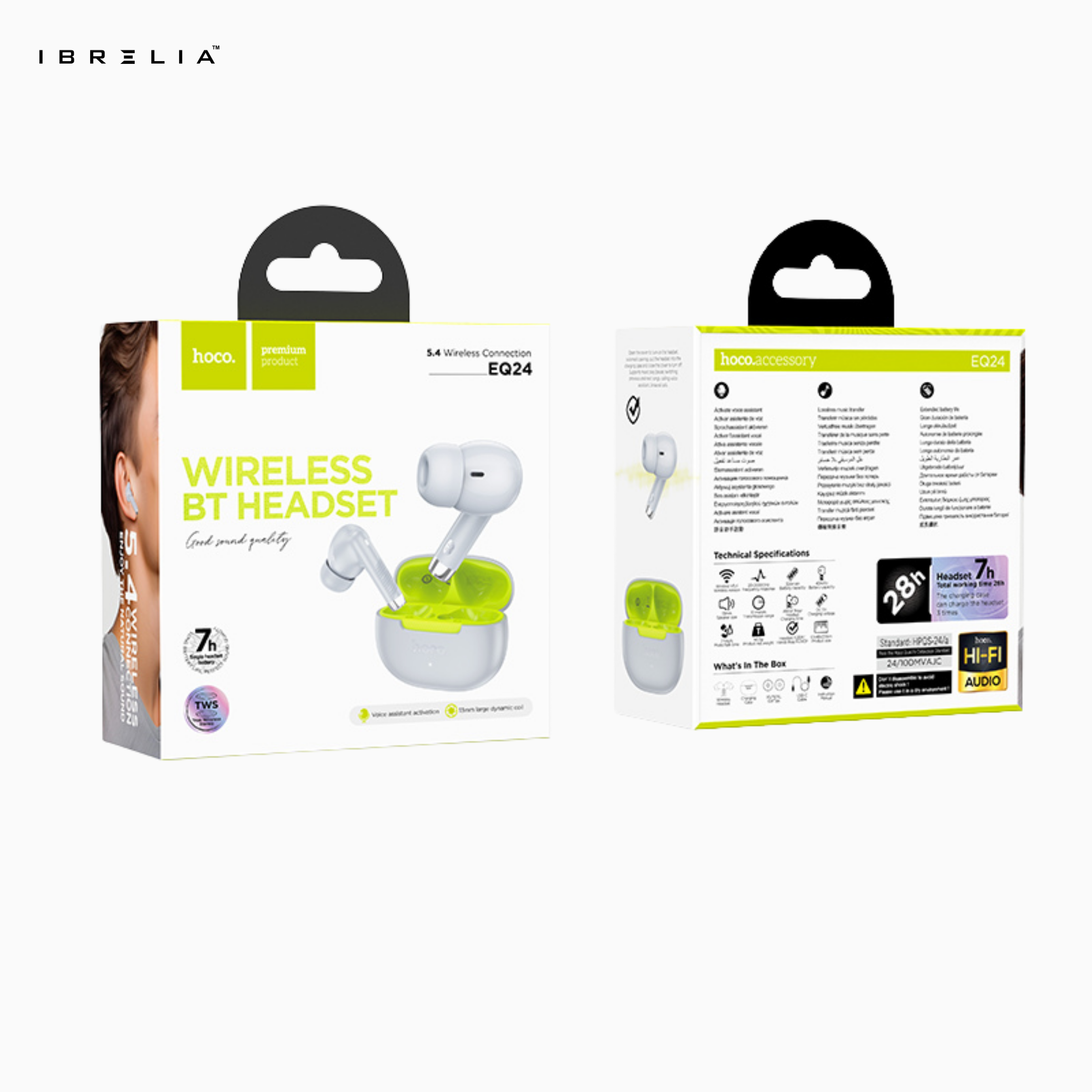 HOCO EQ24 Estrella Wireless BT Headset – Bluetooth 5.4 Earbuds with 7-Hour Battery & Hi-Fi Audio | IBRELIA™