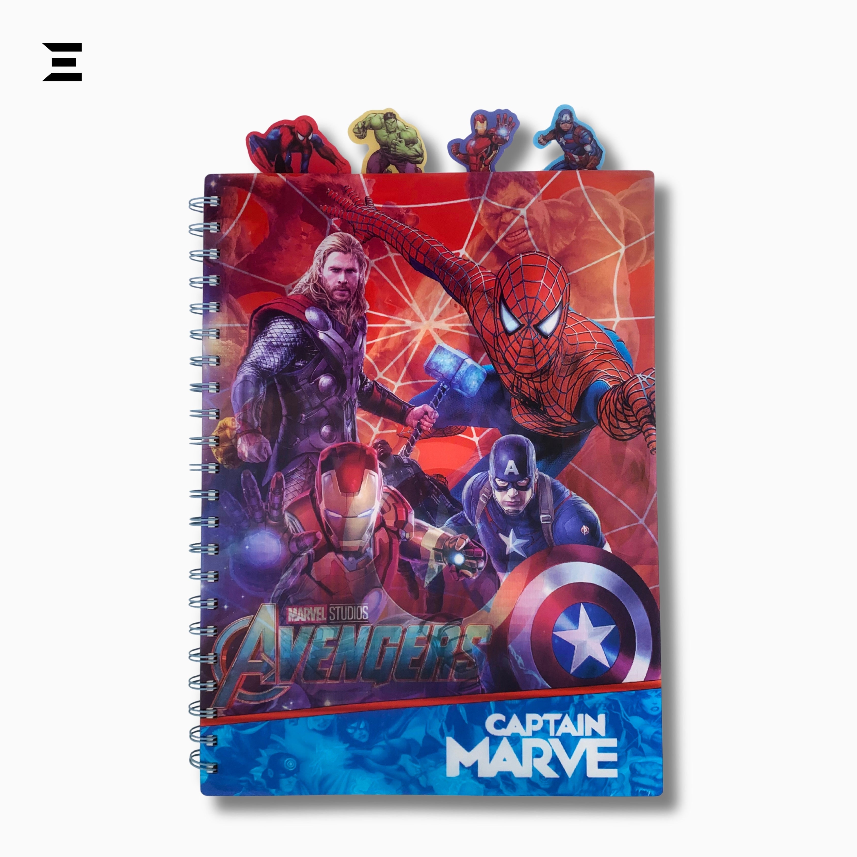 Marvel Avengers A4 Spiral Notebook | Holographic Print Cover | Superhero Lined Journal with Character Tabs | IBRELIA™ IBRELIA