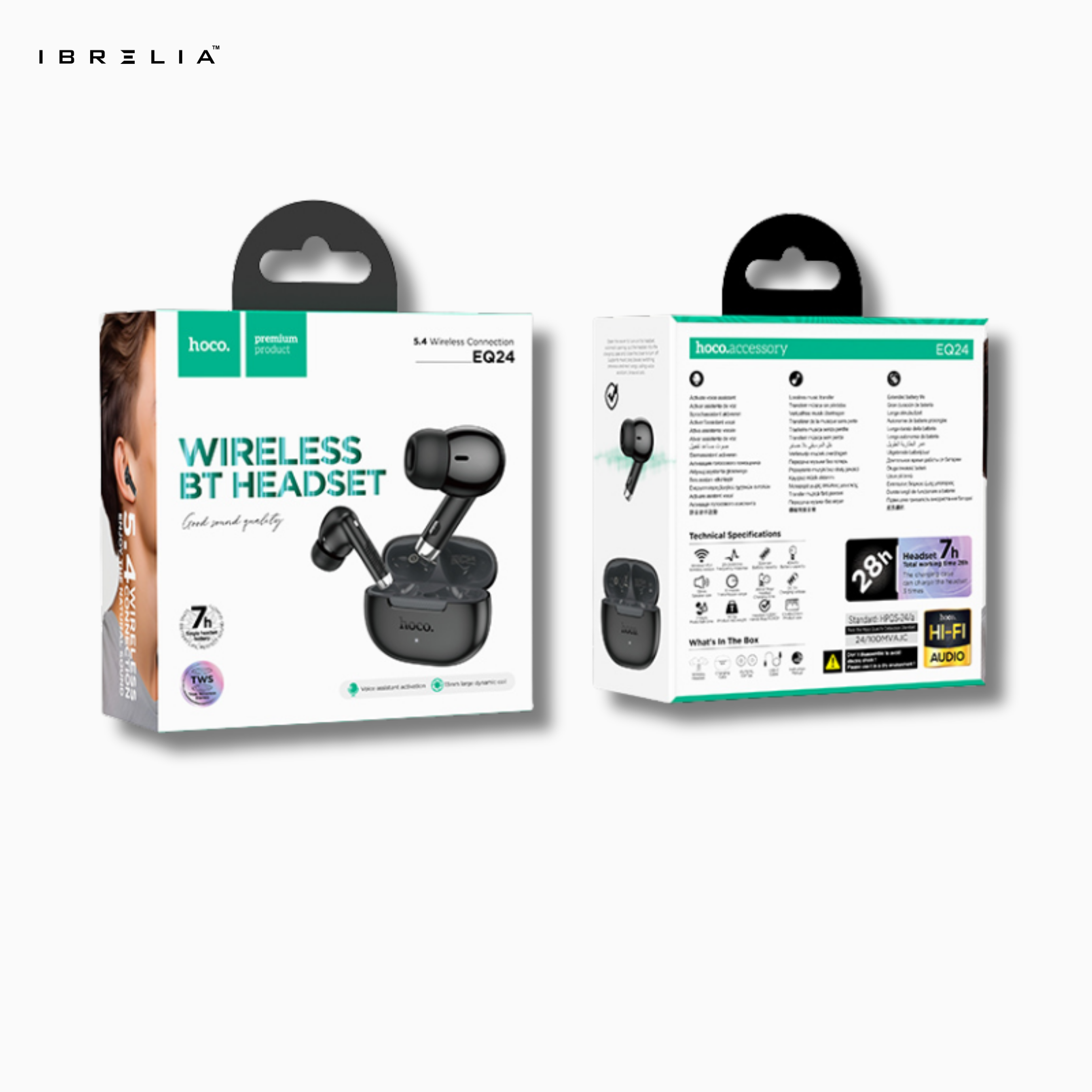 HOCO EQ24 Estrella Wireless BT Headset – Bluetooth 5.4 Earbuds with 7-Hour Battery & Hi-Fi Audio | IBRELIA™