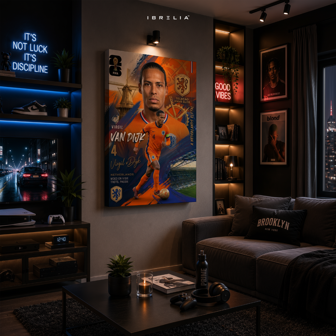 Virgil van Dijk Netherlands FIFA World Cup 2026 Wrapped Frame Wall Art | IBRELIA™