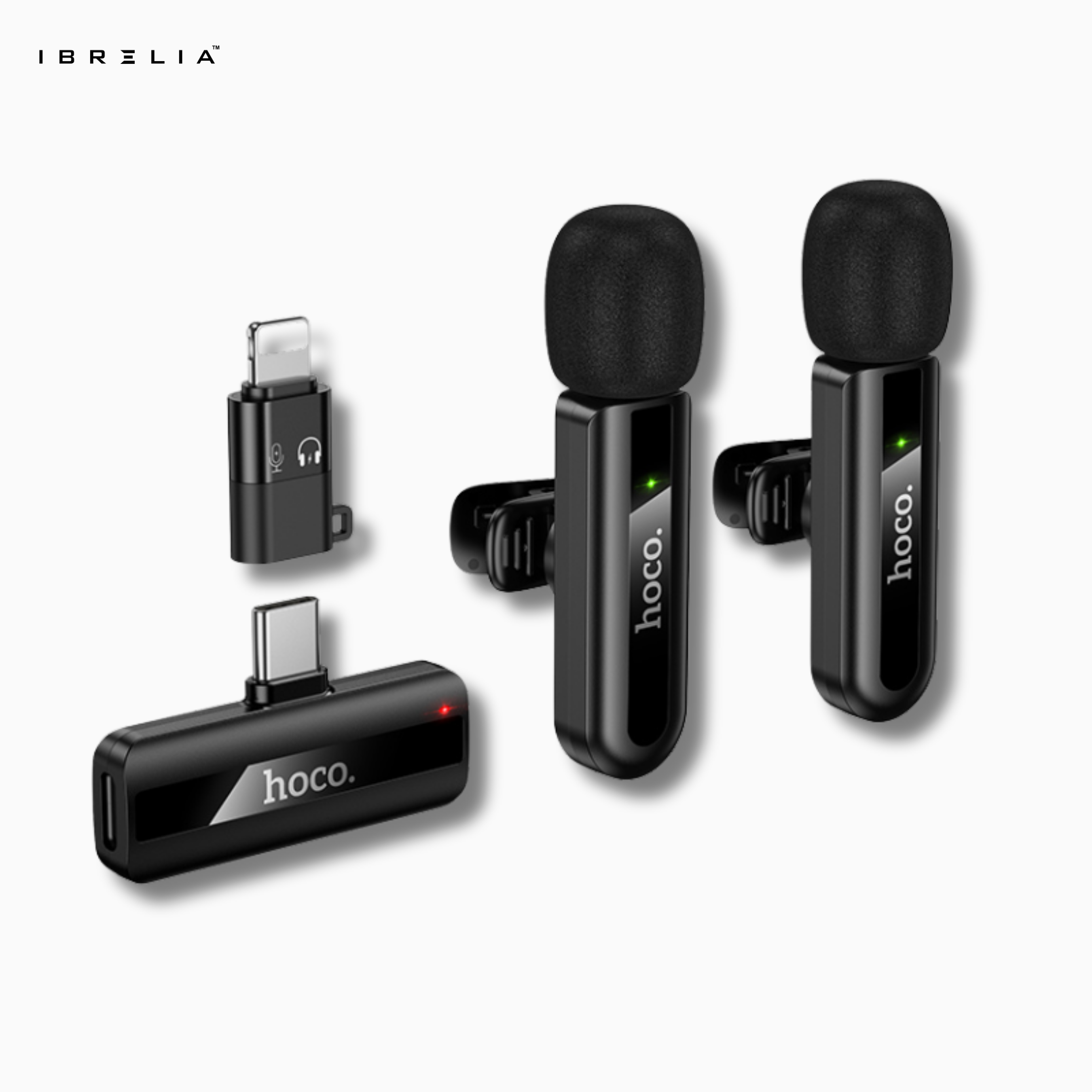 HOCO L20A Dual-Mic Wireless Mini Digital Microphone (Type-C + Lightning) | IBRELIA™