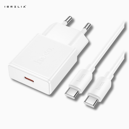 HOCO N72 Speed 20W Ultra-Thin GaN Fast Charger Set (USB-C to USB-C, 60W Cable Included) | IBRELIA™