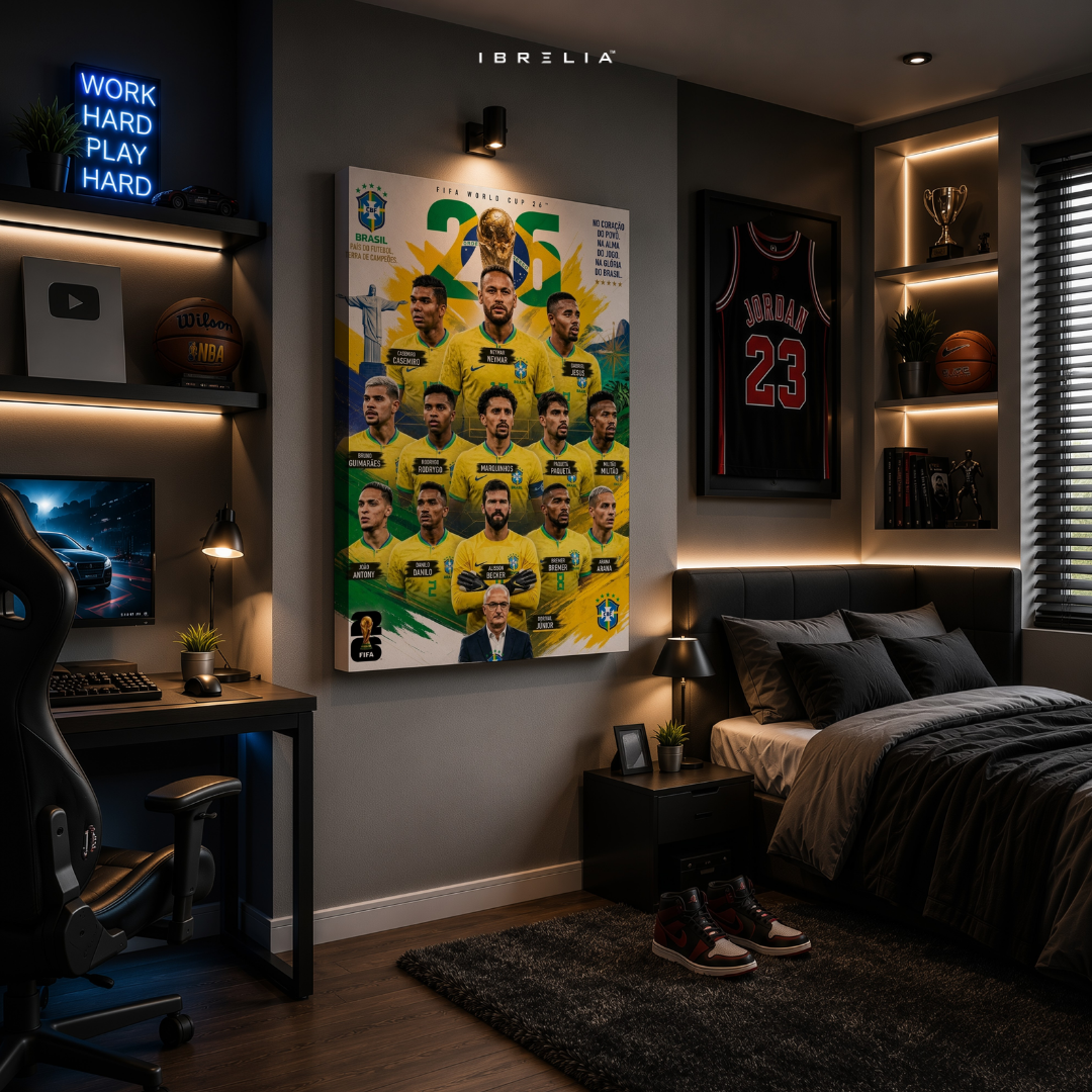 Brazil FIFA World Cup 2026 Team Wall Art – Neymar Jr Football Poster | IBRELIA™