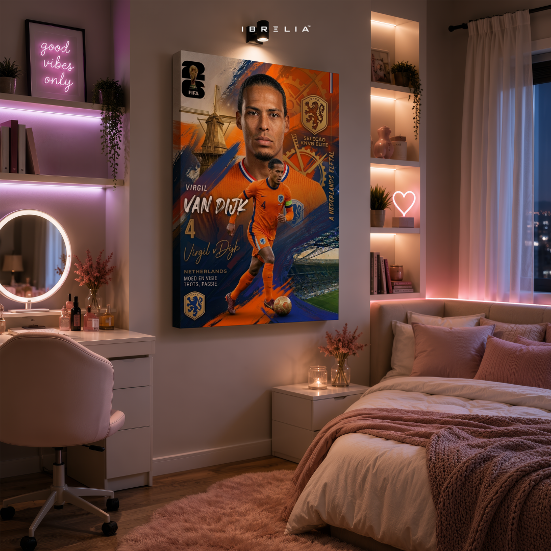 Virgil van Dijk Netherlands FIFA World Cup 2026 Wrapped Frame Wall Art | IBRELIA™