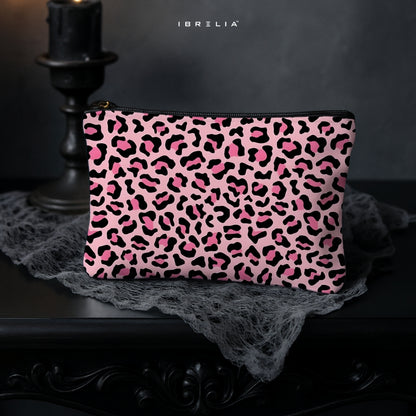 Pink Leopard Print Makeup & Pencil Pouch – Feminine Animal Pattern Organizer – IBRELIA™