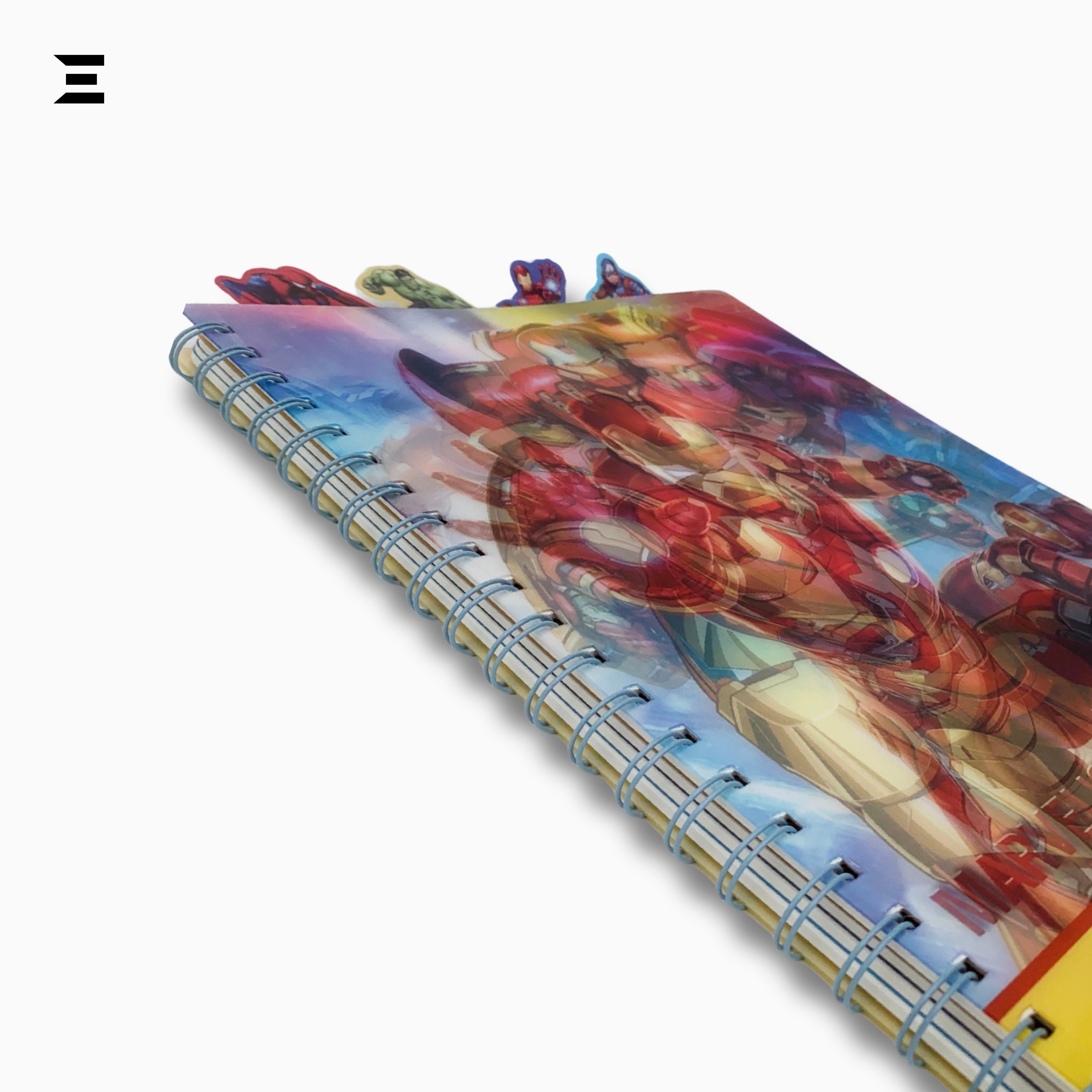 Marvel Avengers Iron Man A4 Spiral Notebook | Holographic Print Cover | Superhero Lined Journal with Character Tabs | IBRELIA™ IBRELIA