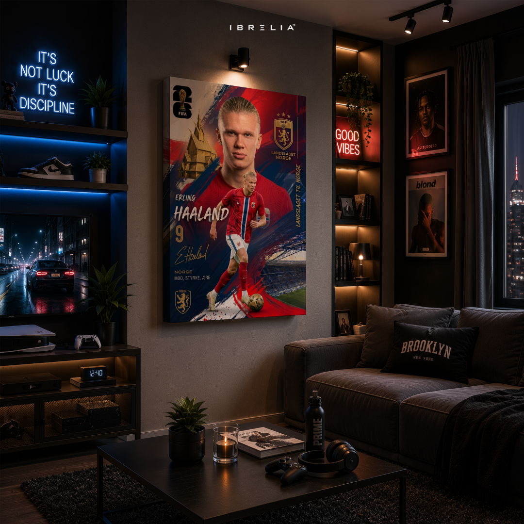 Erling Haaland Norway FIFA World Cup 2026 Wrapped Frame Wall Art | IBRELIA™