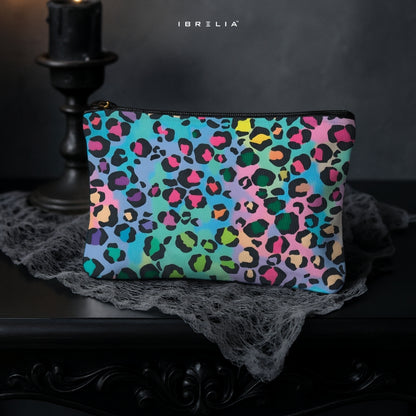 Pastel Rainbow Leopard Makeup & Pencil Pouch – Colorful Aesthetic Animal Print Organizer – IBRELIA™