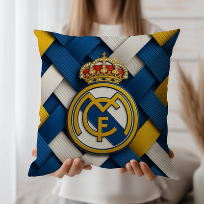 Real Madrid Football Club Cushion | Premium Jute Fabric | Double-Sided Print | IBRELIA™ IBRELIA