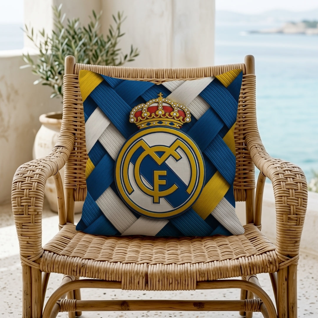 Real Madrid Football Club Cushion | Premium Jute Fabric | Double-Sided Print | IBRELIA™ IBRELIA