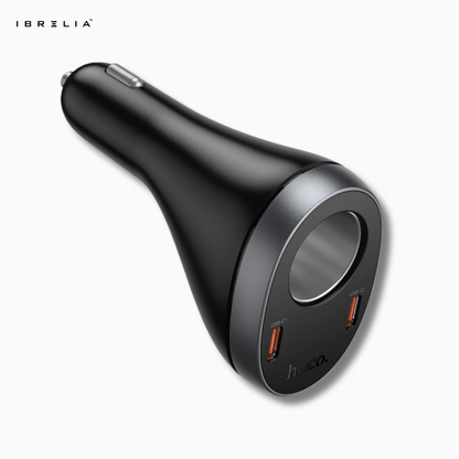 HOCO Z61A Correct PD60W (2C1A) Cigarette Lighter Car Charger – 60W Max Output + Voltage Display | IBRELIA™