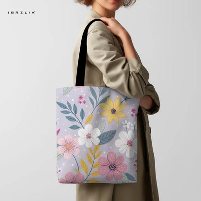 Lavender Meadow Tote Bag – Pastel Floral Jute Tote with Velvet Handles | IBRELIA™ IBRELIA