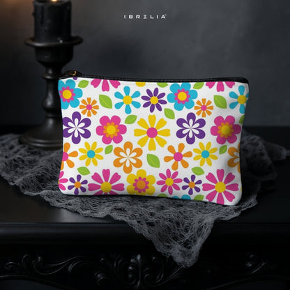 Retro Floral Garden Makeup & Pencil Pouch – Colorful Flower Aesthetic Organizer – IBRELIA™