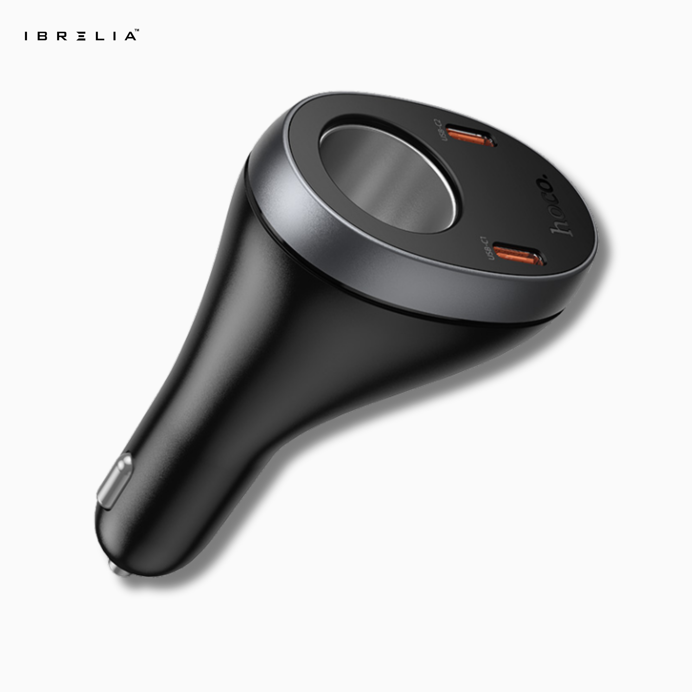 HOCO Z61A Correct PD60W (2C1A) Cigarette Lighter Car Charger – 60W Max Output + Voltage Display | IBRELIA™