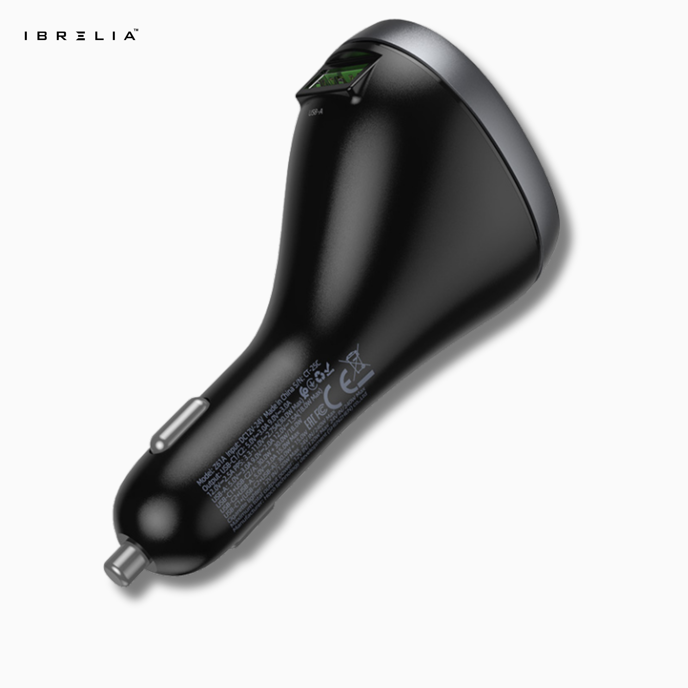 HOCO Z61A Correct PD60W (2C1A) Cigarette Lighter Car Charger – 60W Max Output + Voltage Display | IBRELIA™