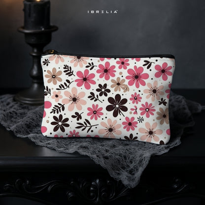 Blush Floral Meadow Makeup & Pencil Pouch – Soft Pink Flower Aesthetic Organizer – IBRELIA™