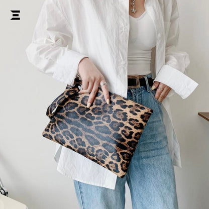 Leopard Luxe PU Leather Clutch Bag | Elegant Envelope Purse for Women | IBRELIA™