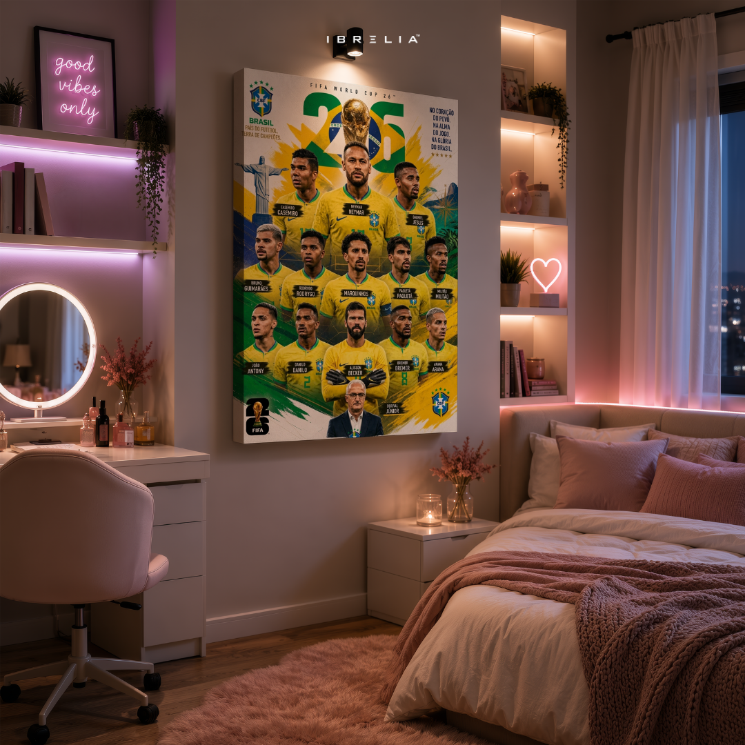 Brazil FIFA World Cup 2026 Team Wall Art – Neymar Jr Football Poster | IBRELIA™