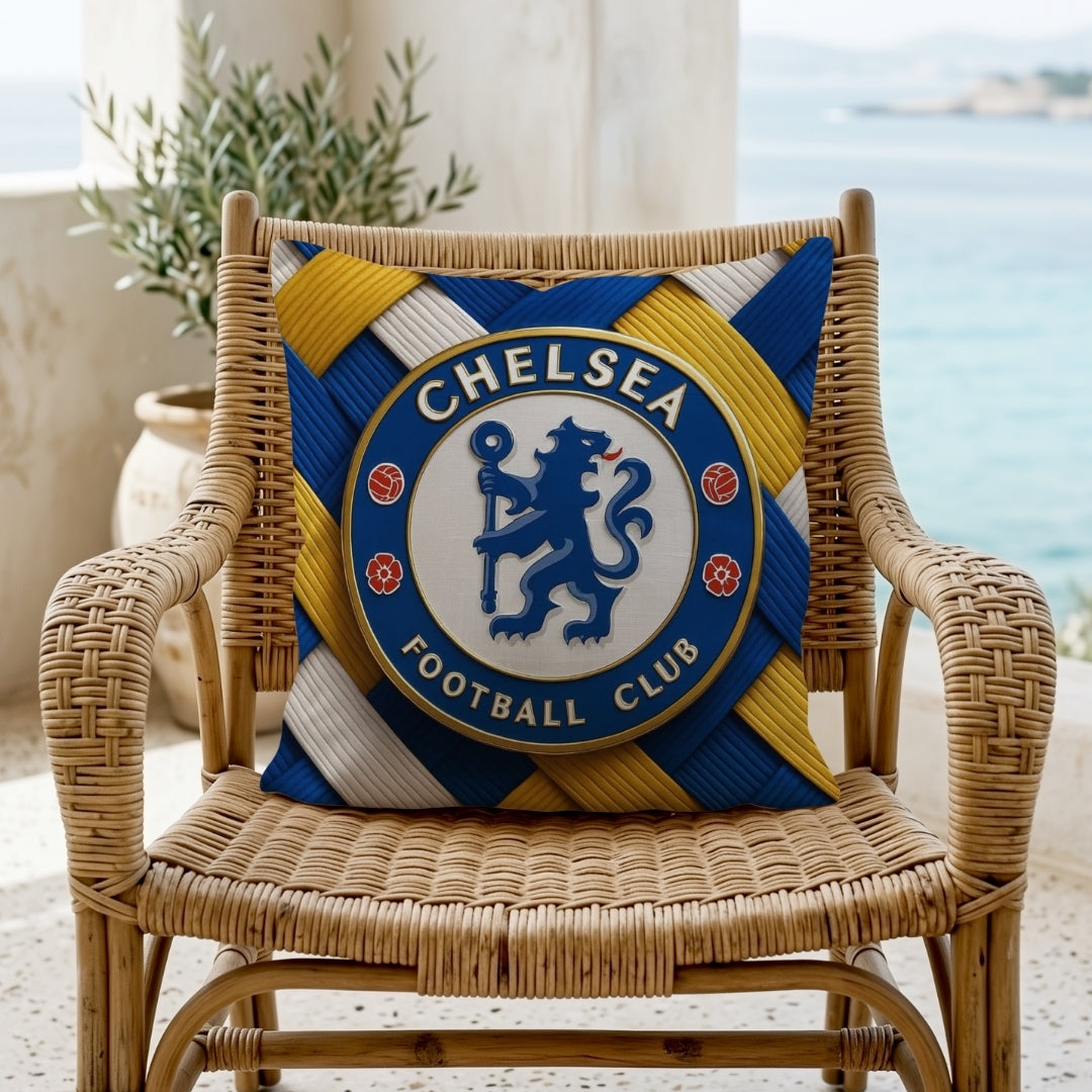 Chelsea Football Club Cushion | Premium Jute Fabric | Double-Sided Print | IBRELIA™ IBRELIA