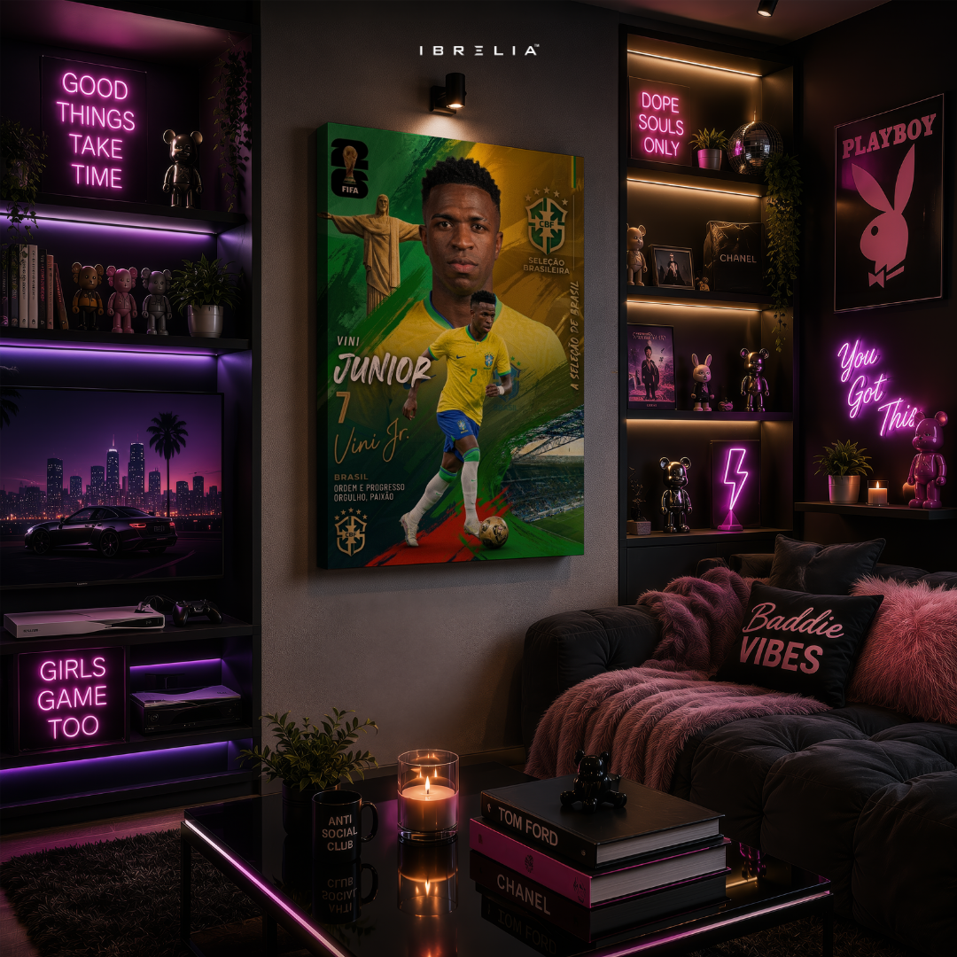 Vinícius Júnior Brazil FIFA World Cup 2026 Wrapped Frame Wall Art | IBRELIA™