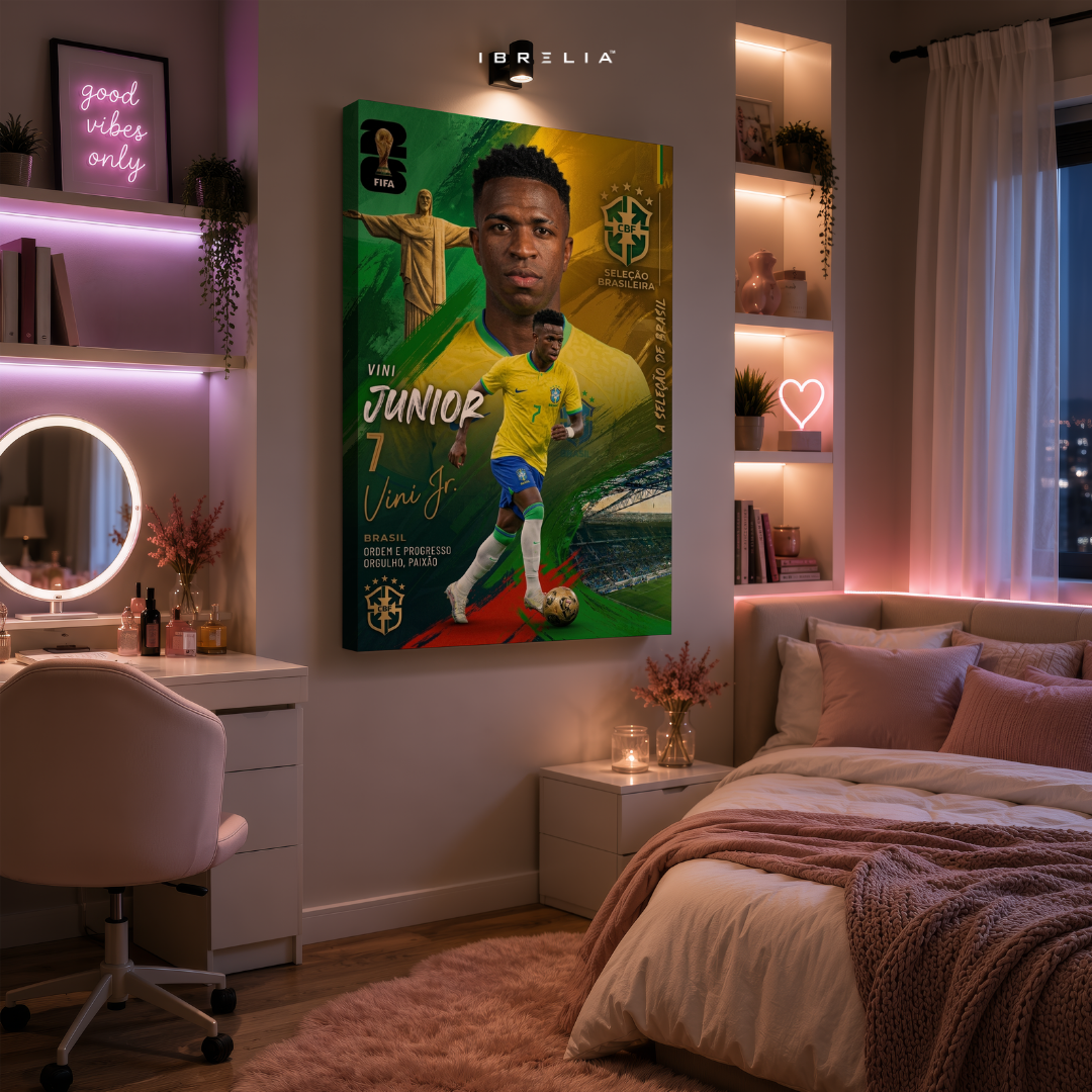 Vinícius Júnior Brazil FIFA World Cup 2026 Wrapped Frame Wall Art | IBRELIA™